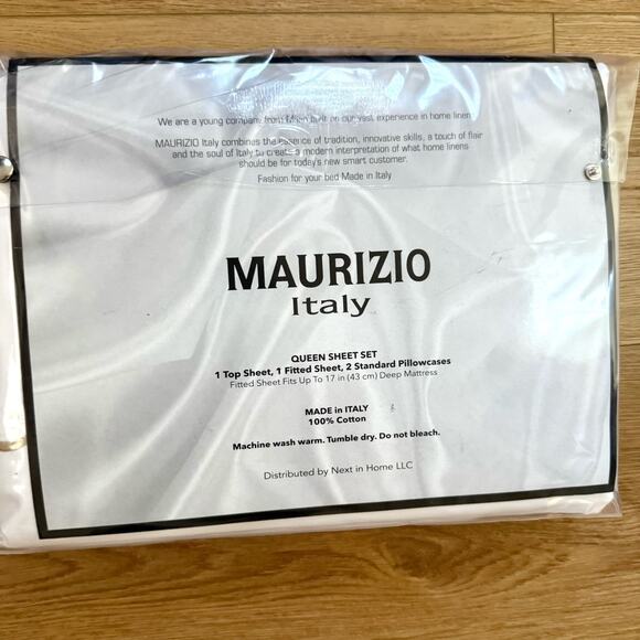 Maurizio Italy QUEEN Sheet SET White with Embroidered Gold Scalloped Trim NEW! - Picture 2 of 4